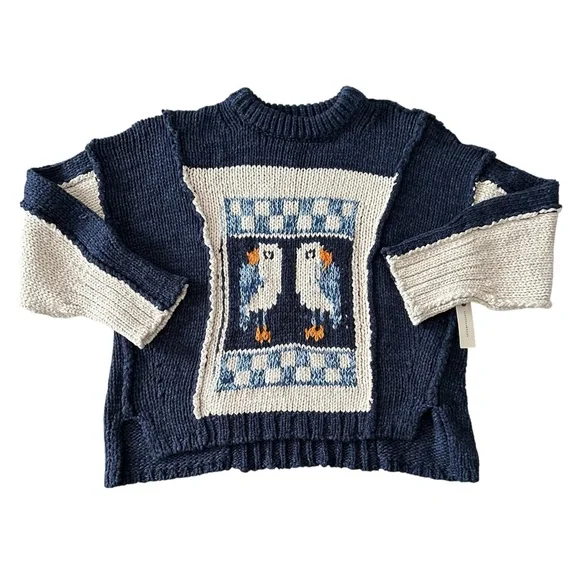 Anthropologie Pilcro Chunky Crew Neck Sweater Seagull - Picture 1 of 6